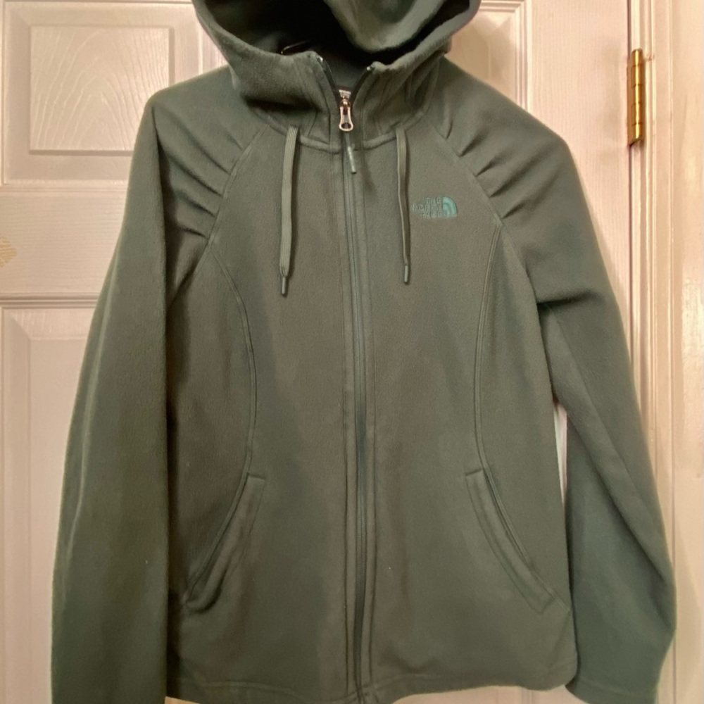 The North Face Womens Color Moss Green Zip Up Fleece Hoodie Small S/P - Picture 3 of 8